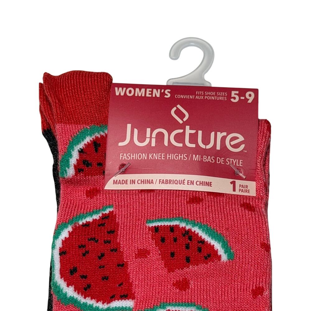 Juncture Women Girls Funky NOVELTY KNEE SOCKS Watermelon Pattern NWT Sz 5-9